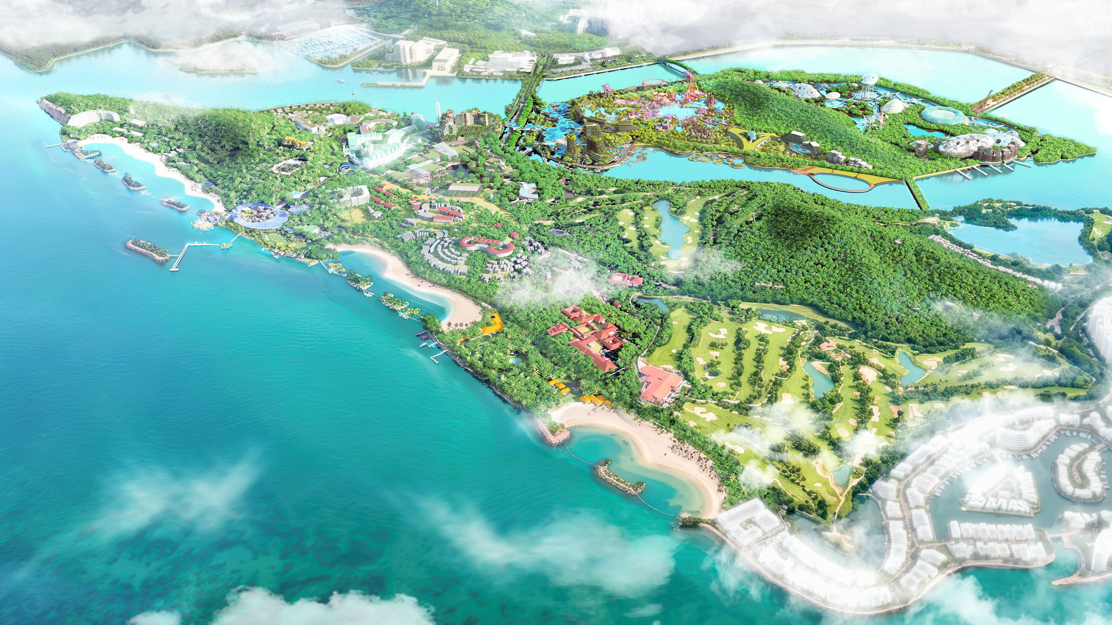Artist's impression of the bird's eye view of Greater Sentosa